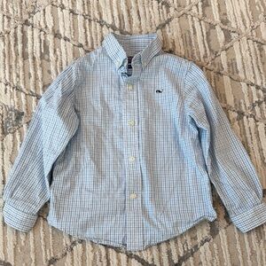 Vineyard Vines Light Blue Checkered Kids Button Down Shirt